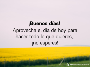 Aprovecha el día de hoy...