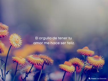 El orgullo de tener tu amor...