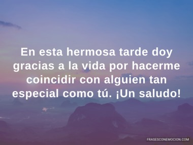 En esta hermosa tarde doy gracias a la vida...