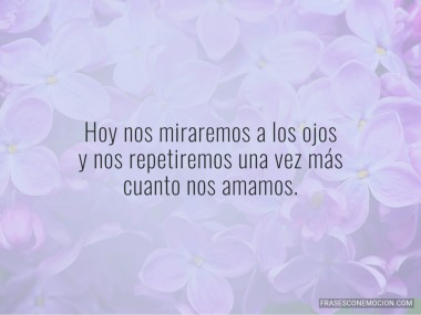 Hoy nos miraremos a los ojos...