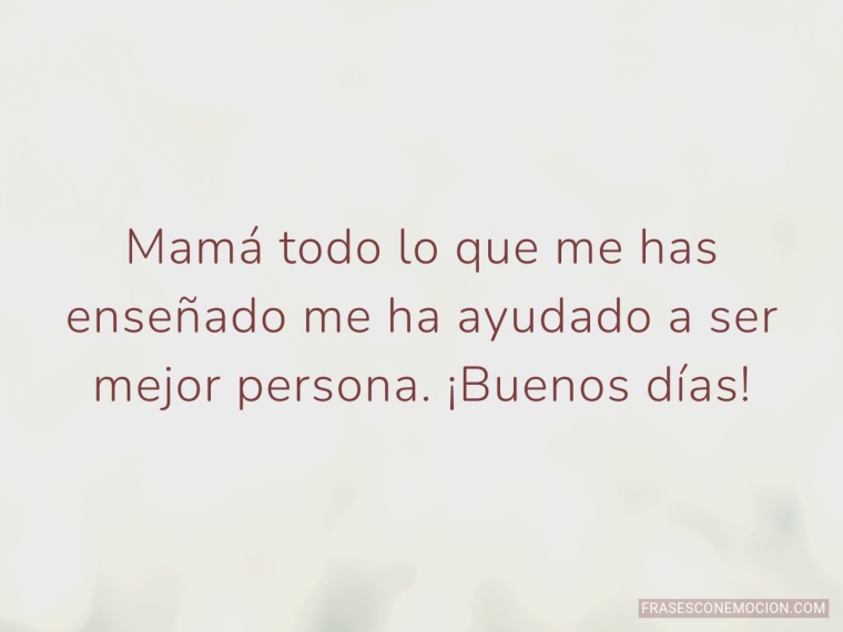 Mamá todo lo que me has enseñado...