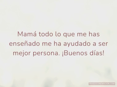 Mamá todo lo que me has enseñado...