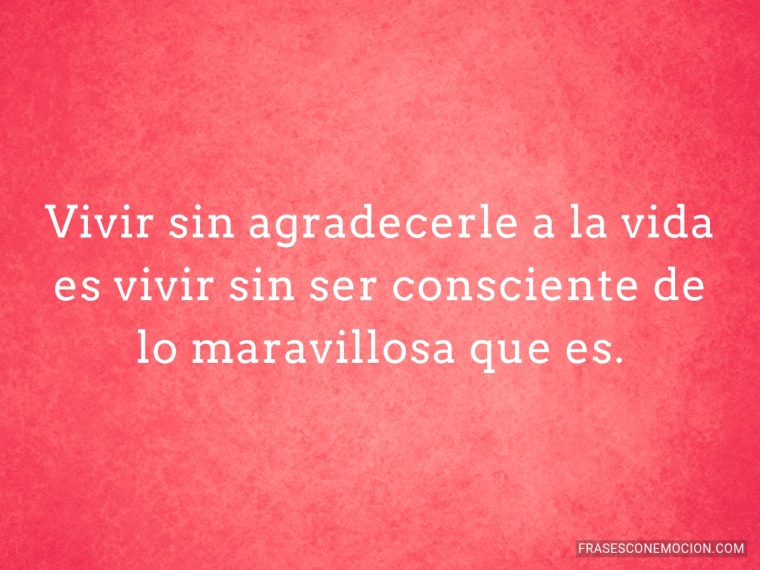 Vivir sin agradecerle a la vida...